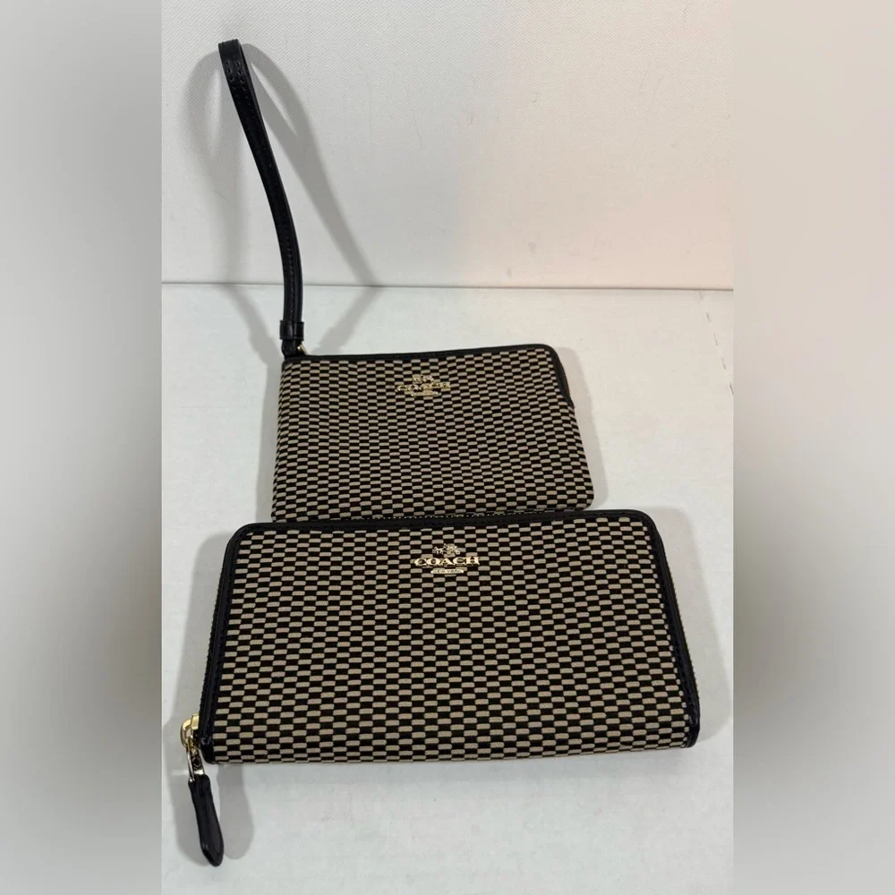 Women’s Coach Lexy Legacy Jacquard Tote Shoulder Bag Fabric/Leather 3 Pcs